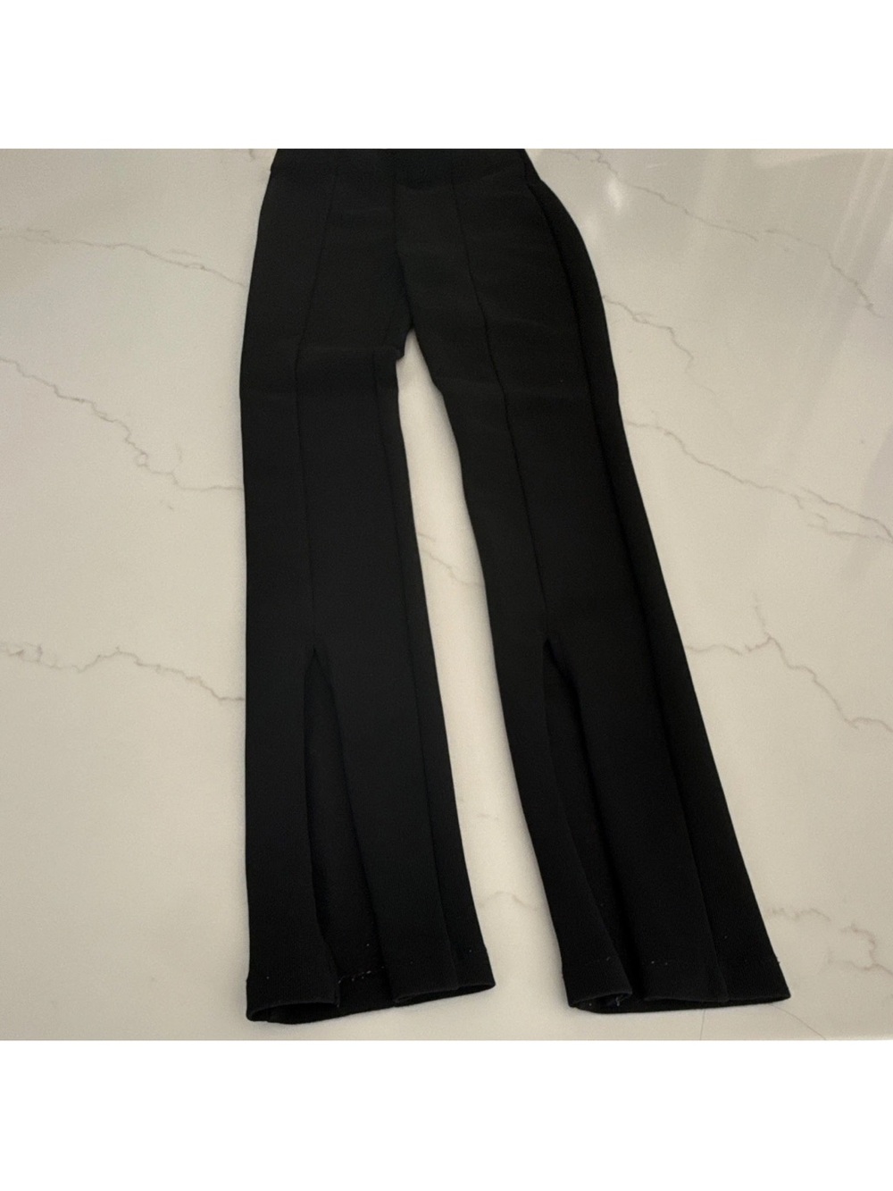 Zara Black Wide-Leg High-Rise Trousers with Front Slit